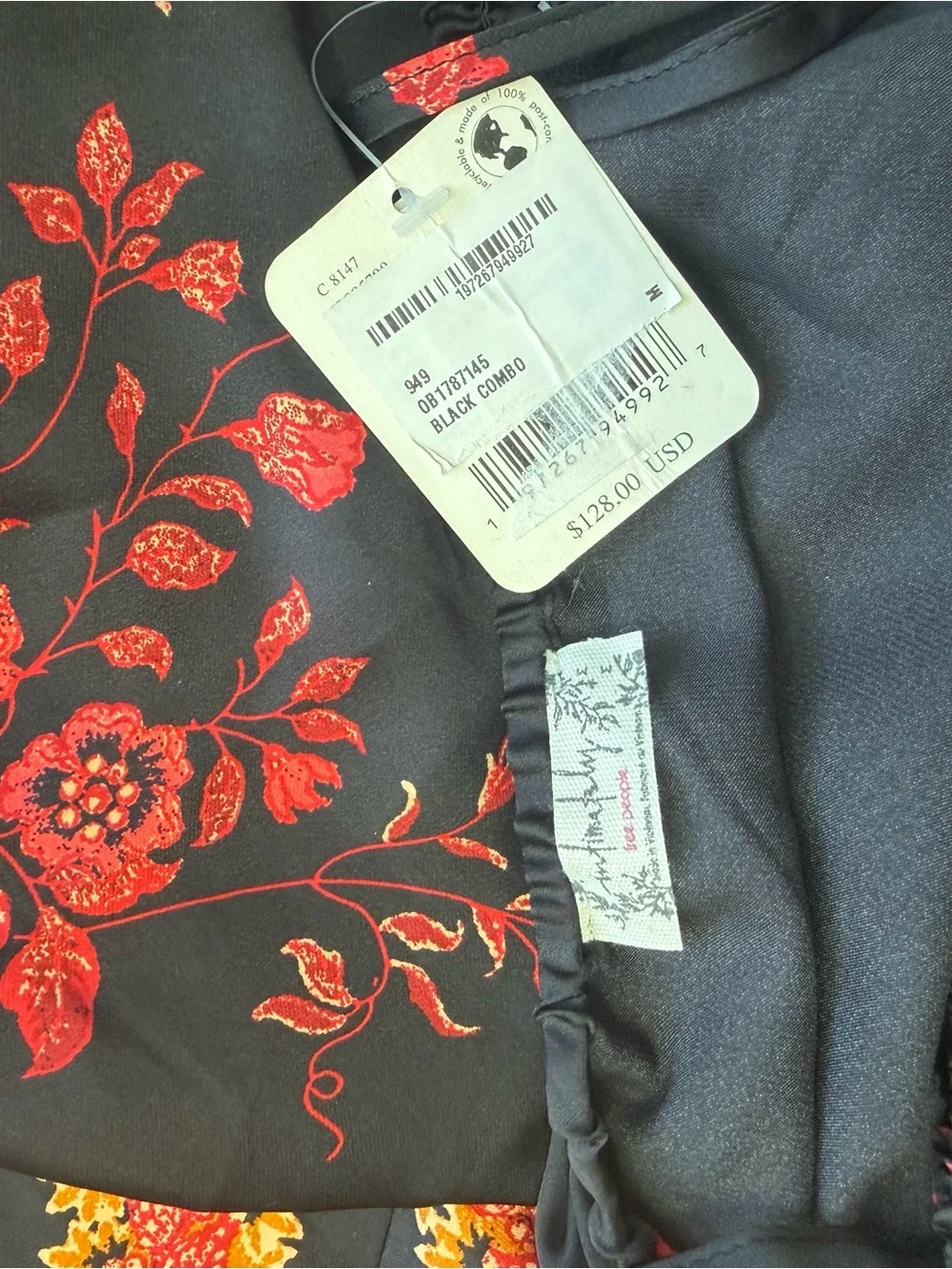 NWT Free People On My Own Floral Satin Dress Nightgown
